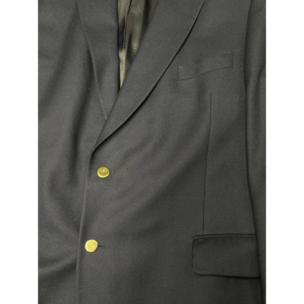 Alexandre London Navy Wool Blazer Gold‎ Buttons Personally Tailored Sylvester 52